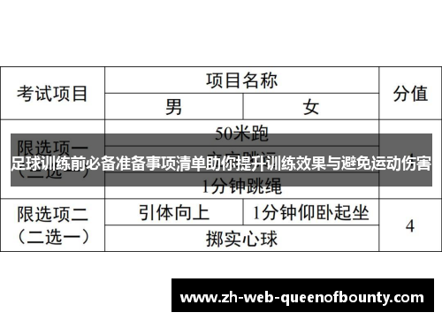足球训练前必备准备事项清单助你提升训练效果与避免运动伤害